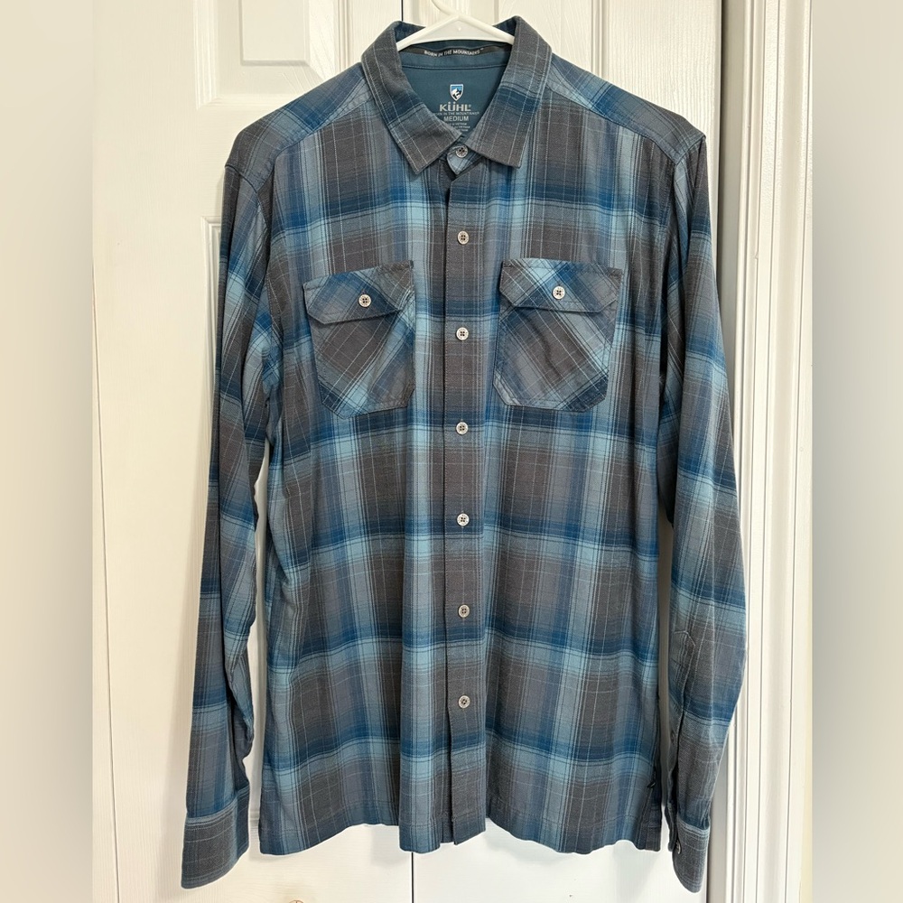 KÜHL Blue Plaid Shirt. Men’s size Medium.